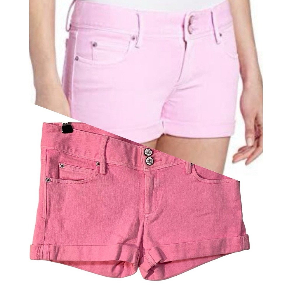 Lilly Pulitzer Clifoton Pink Denim Mini Short Beach Tropical Baddie Y2K Size 2